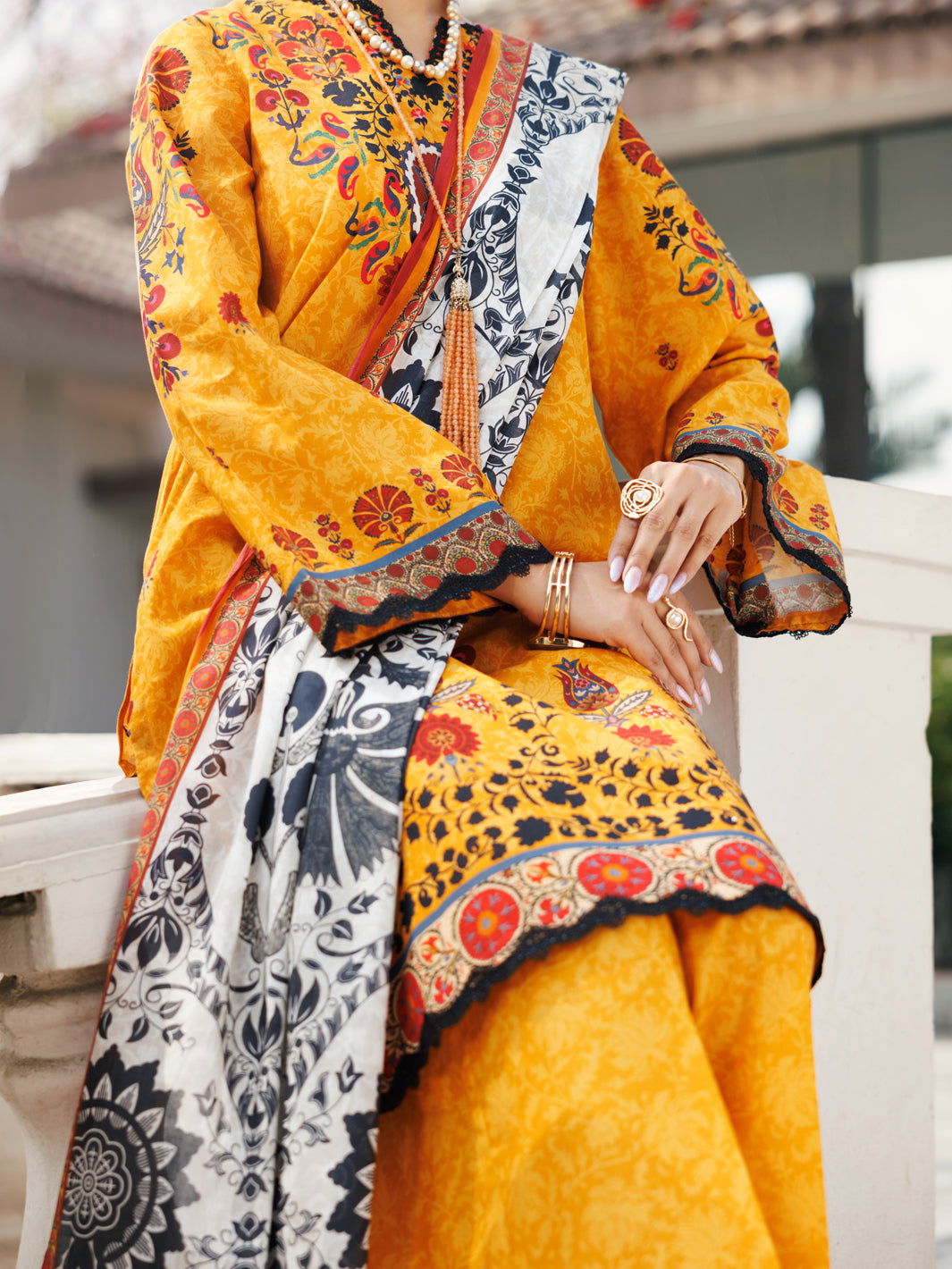 Lawn Mustard Stitched Suit - J. Junaid Jamshed