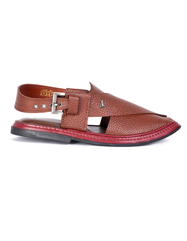 Plain Red Peshawari Chappal - J. Junaid Jamshed