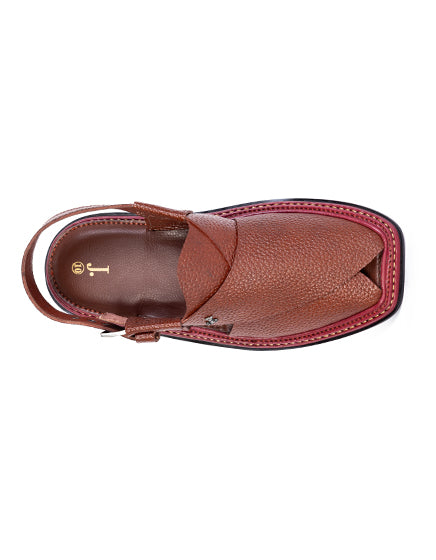 Plain Red Peshawari Chappal - J. Junaid Jamshed