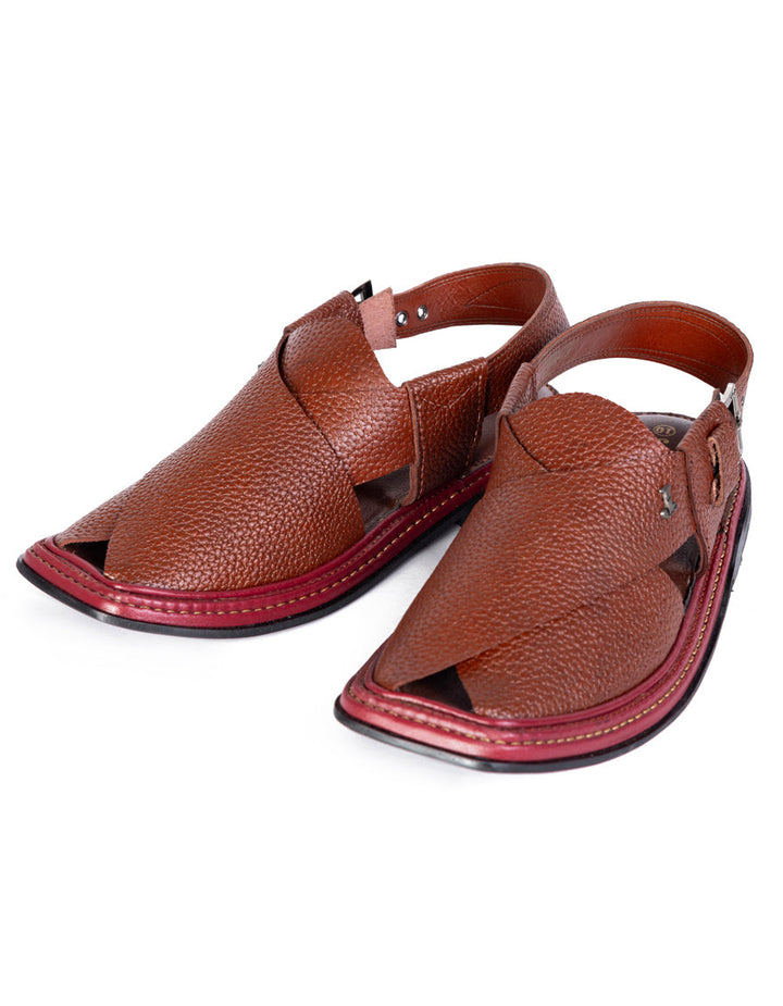 Plain Red Peshawari Chappal - J. Junaid Jamshed