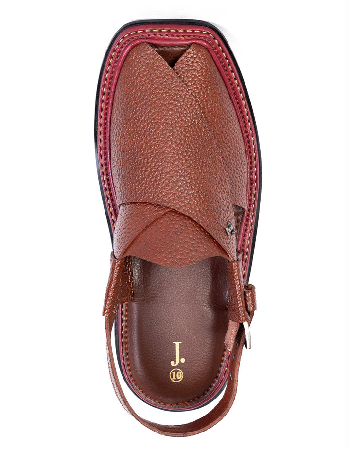 Plain Red Peshawari Chappal - J. Junaid Jamshed