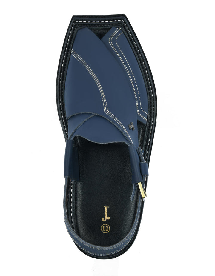 High Chrome Blue Peshawari Chappal - J. Junaid Jamshed