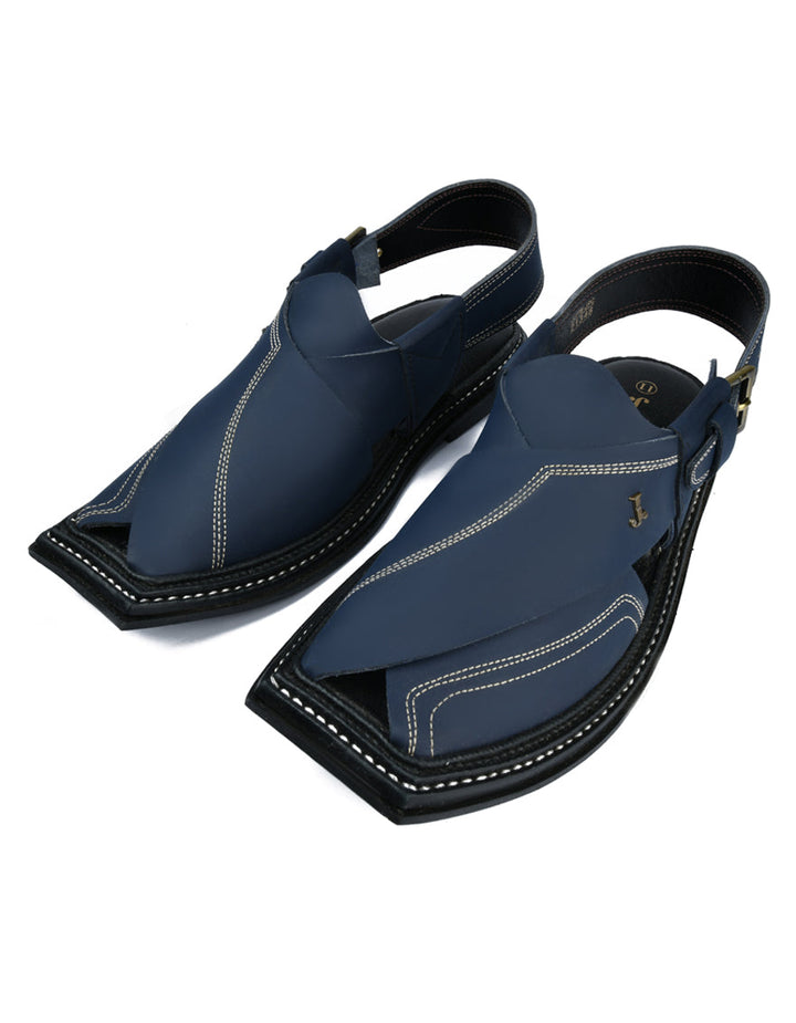 High Chrome Blue Peshawari Chappal - J. Junaid Jamshed