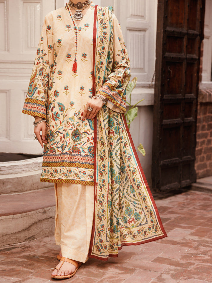 Lawn Beige Stitched Suit - Almirah