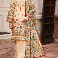 Lawn Beige Stitched Suit - Almirah