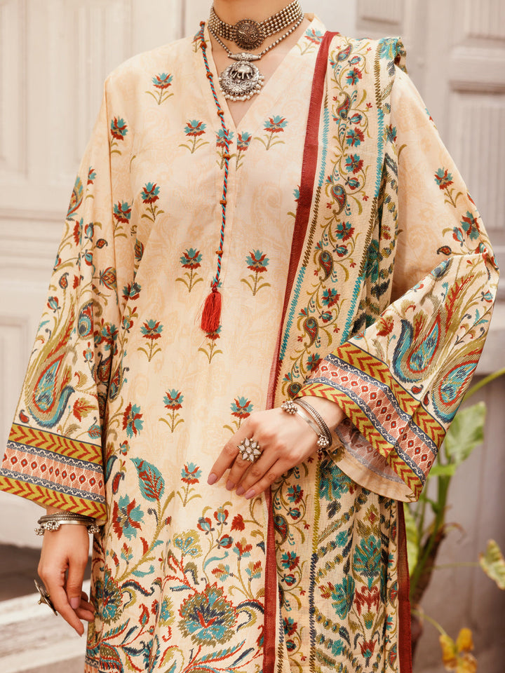 Lawn Beige Stitched Suit - Almirah