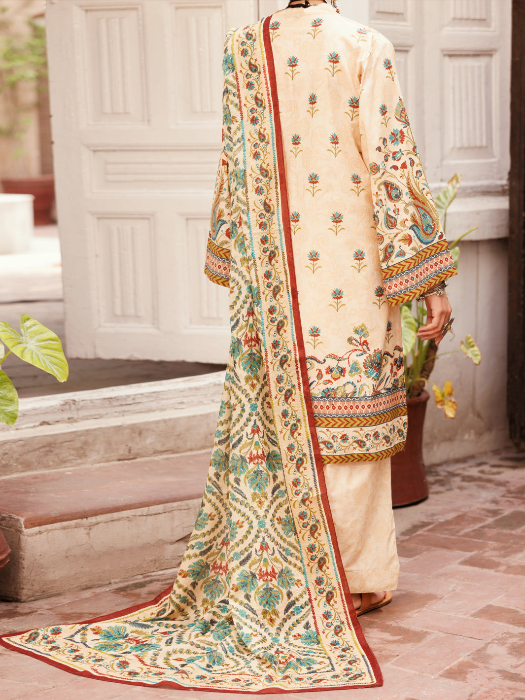Lawn Beige Stitched Suit - Almirah