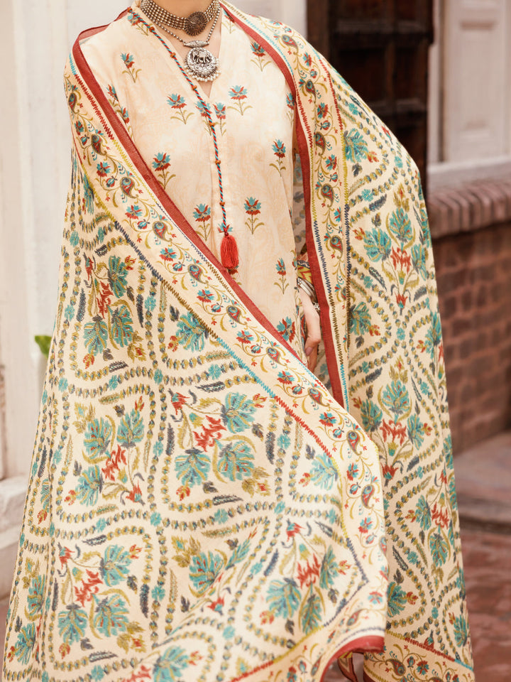 Lawn Beige Stitched Suit - Almirah