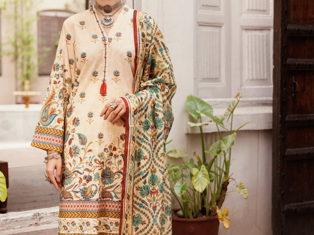 Lawn Beige Stitched Suit - Almirah