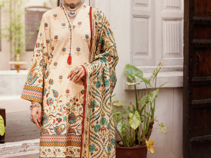 Lawn Beige Stitched Suit - Almirah