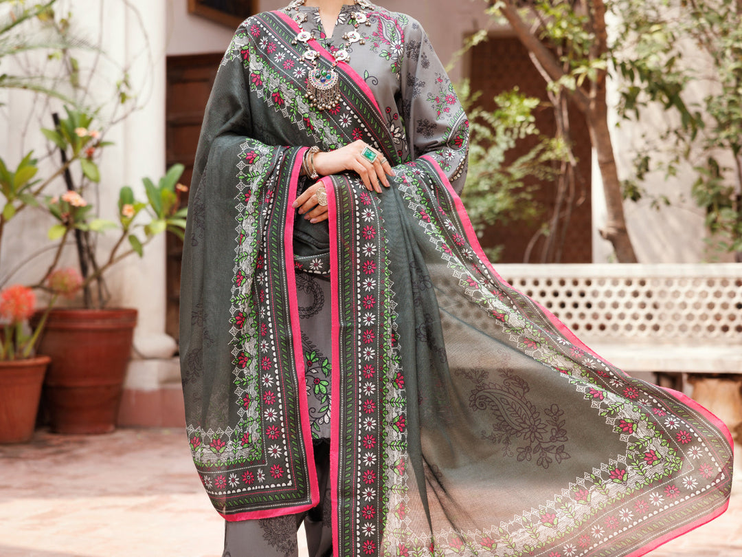 Lawn Grey Stitched Suit - Almirah