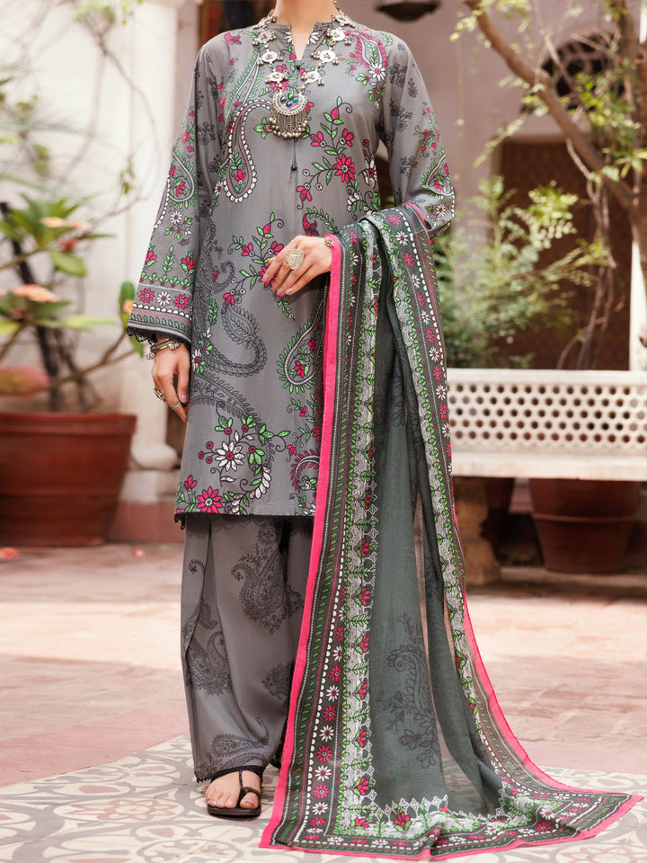 Lawn Grey Stitched Suit - Almirah