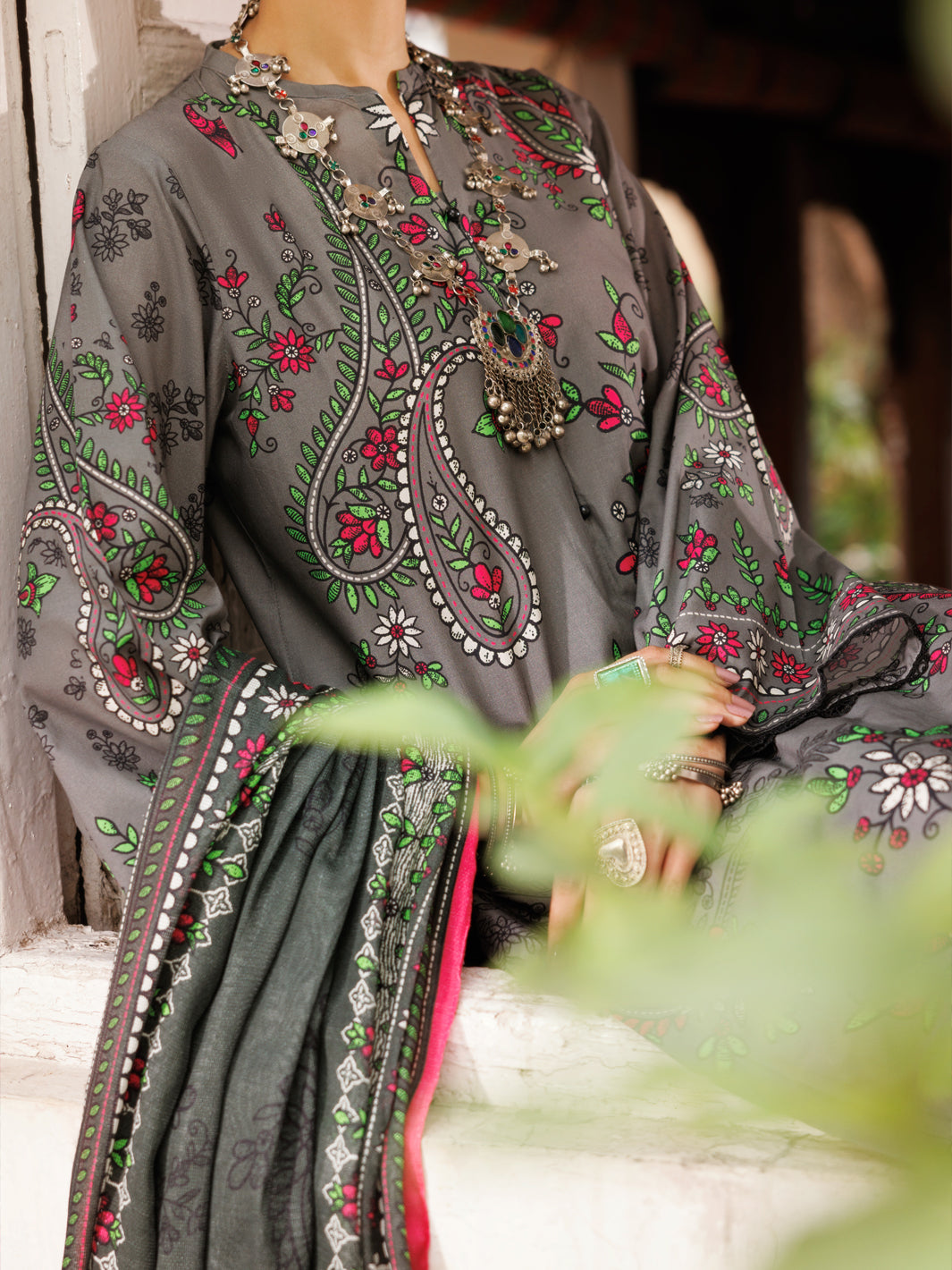 Lawn Grey Stitched Suit - Almirah