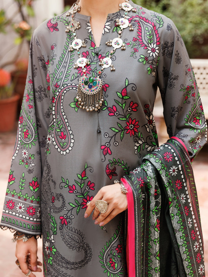 Lawn Grey Stitched Suit - Almirah