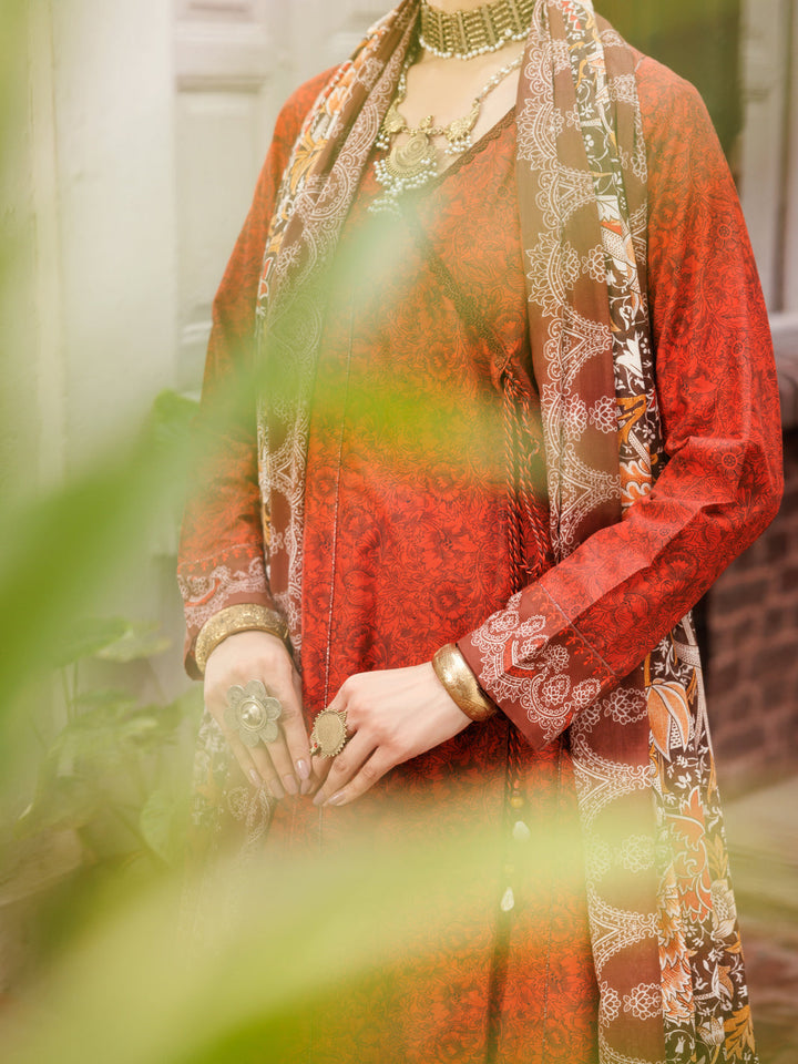 Lawn Maroon Stitched Suit - Almirah