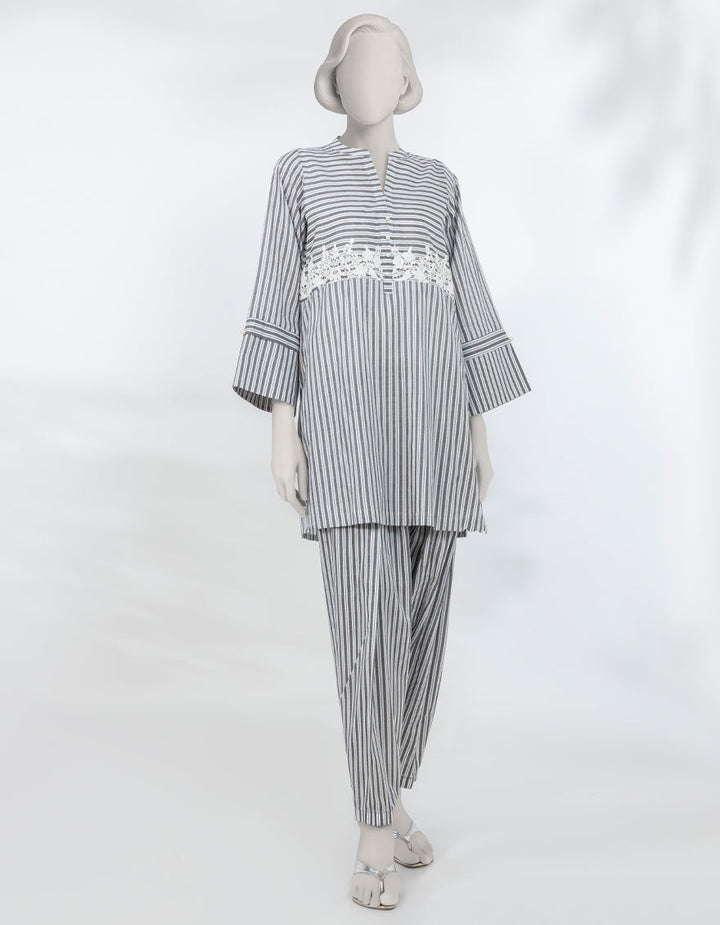 Lawn Grey Stitched Suit - J. Junaid Jamshed