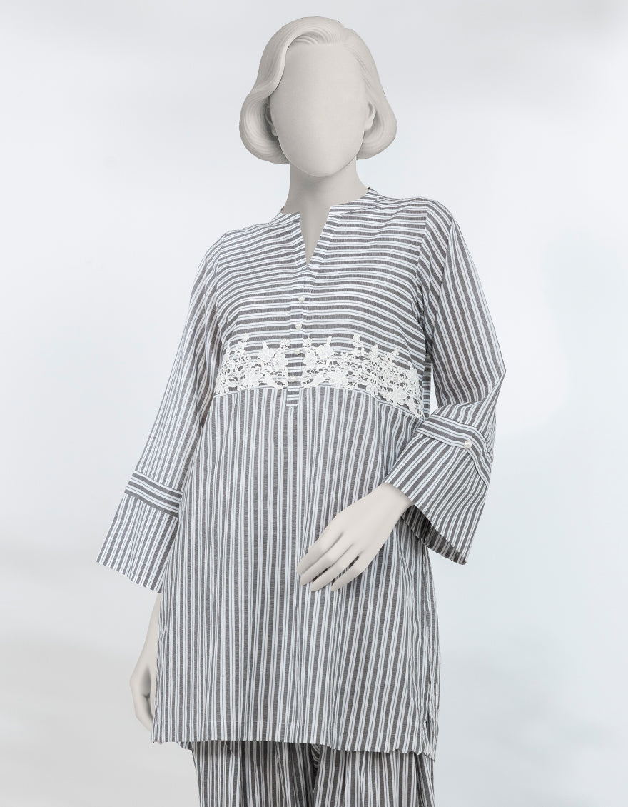 Lawn Grey Stitched Suit - J. Junaid Jamshed