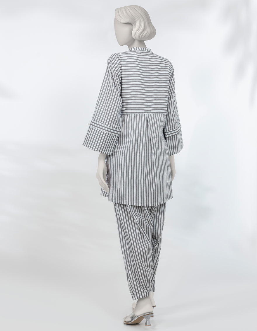 Lawn Grey Stitched Suit - J. Junaid Jamshed