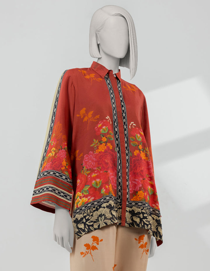 Silk Red Stitched Suit - J. Junaid Jamshed