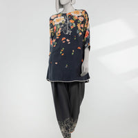 Silk Black Stitched Suit - J. Junaid Jamshed