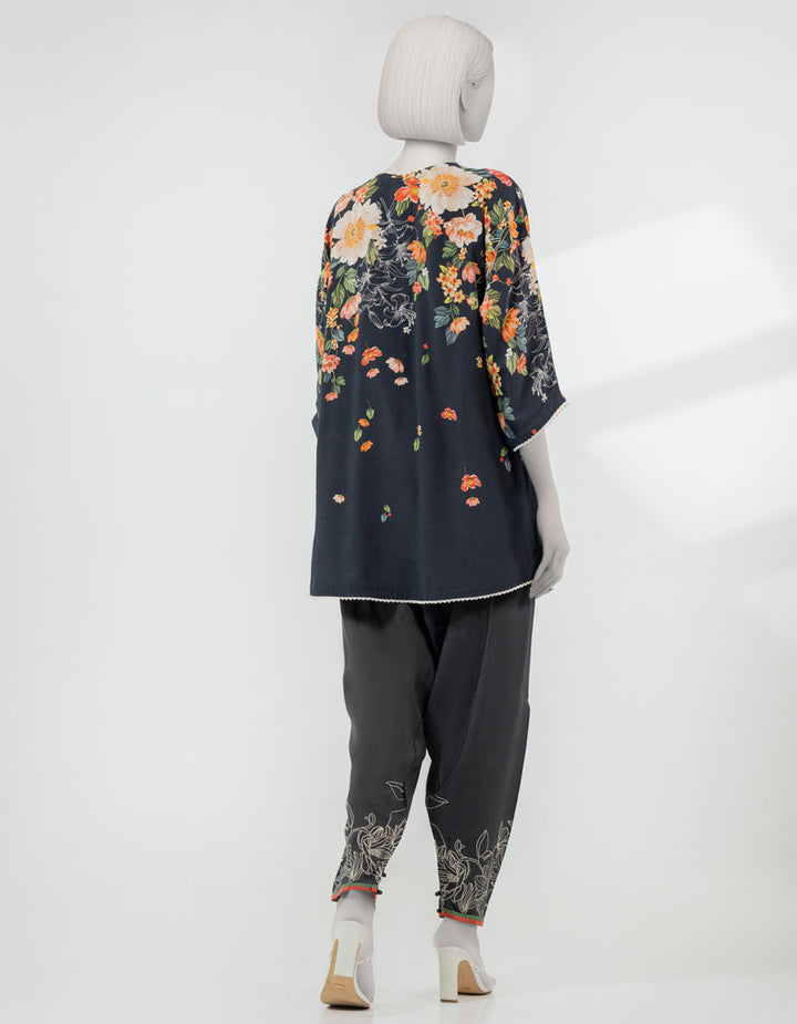 Silk Black Stitched Suit - J. Junaid Jamshed