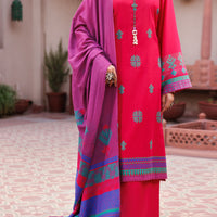 Yarn Dyed Fuchsia Unstitched Suit - Almirah