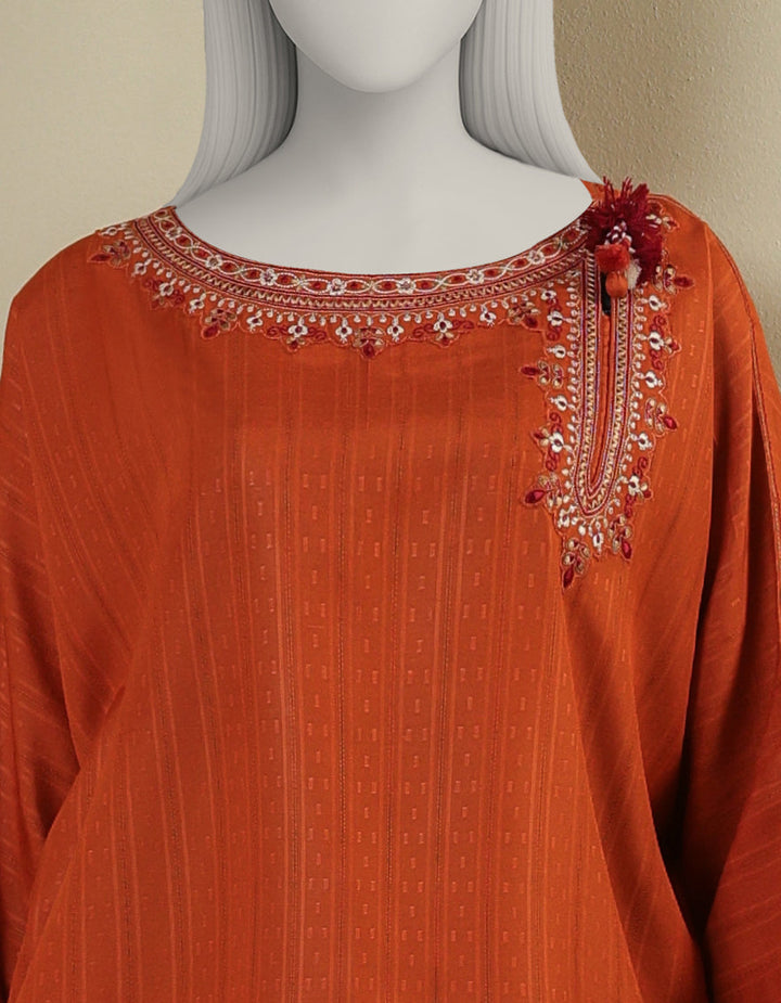 Dyed Rust Stitched Suit - J. Junaid Jamshed