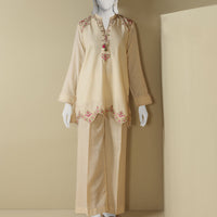 Dyed Off White Stitched Suit - J. Junaid Jamshed