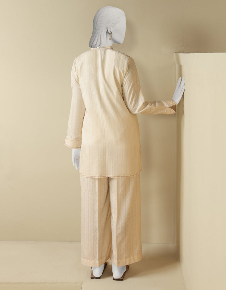 Dyed Off White Stitched Suit - J. Junaid Jamshed
