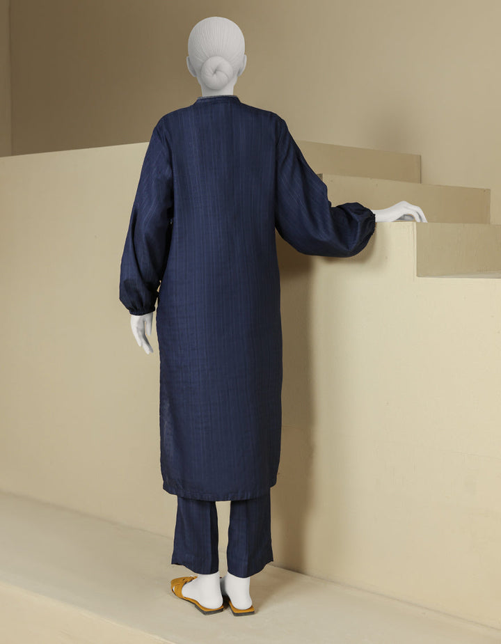 Dyed Blue Stitched Suit - J. Junaid Jamshed