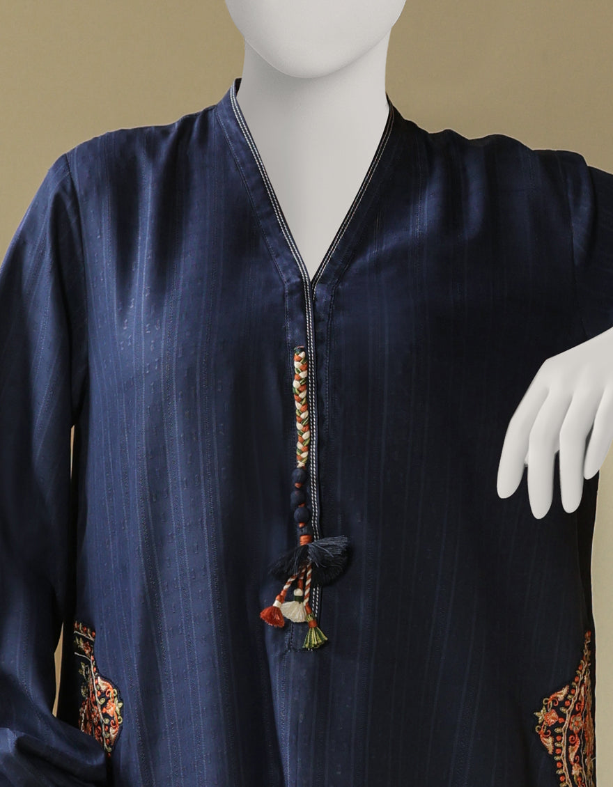 Dyed Blue Stitched Suit - J. Junaid Jamshed