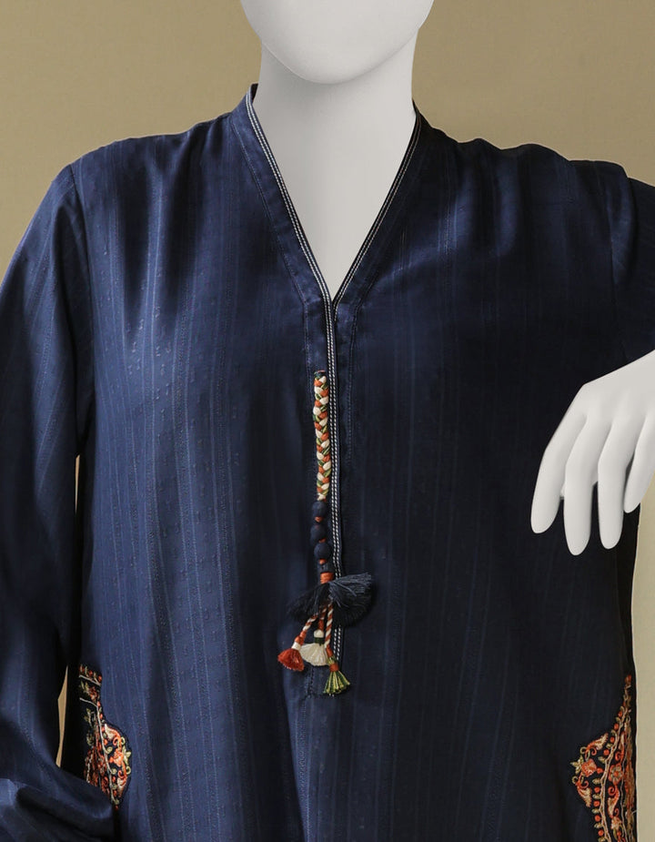 Dyed Blue Stitched Suit - J. Junaid Jamshed
