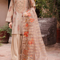 Poly Cotton Coffee Brown Stitched Suit - Almirah