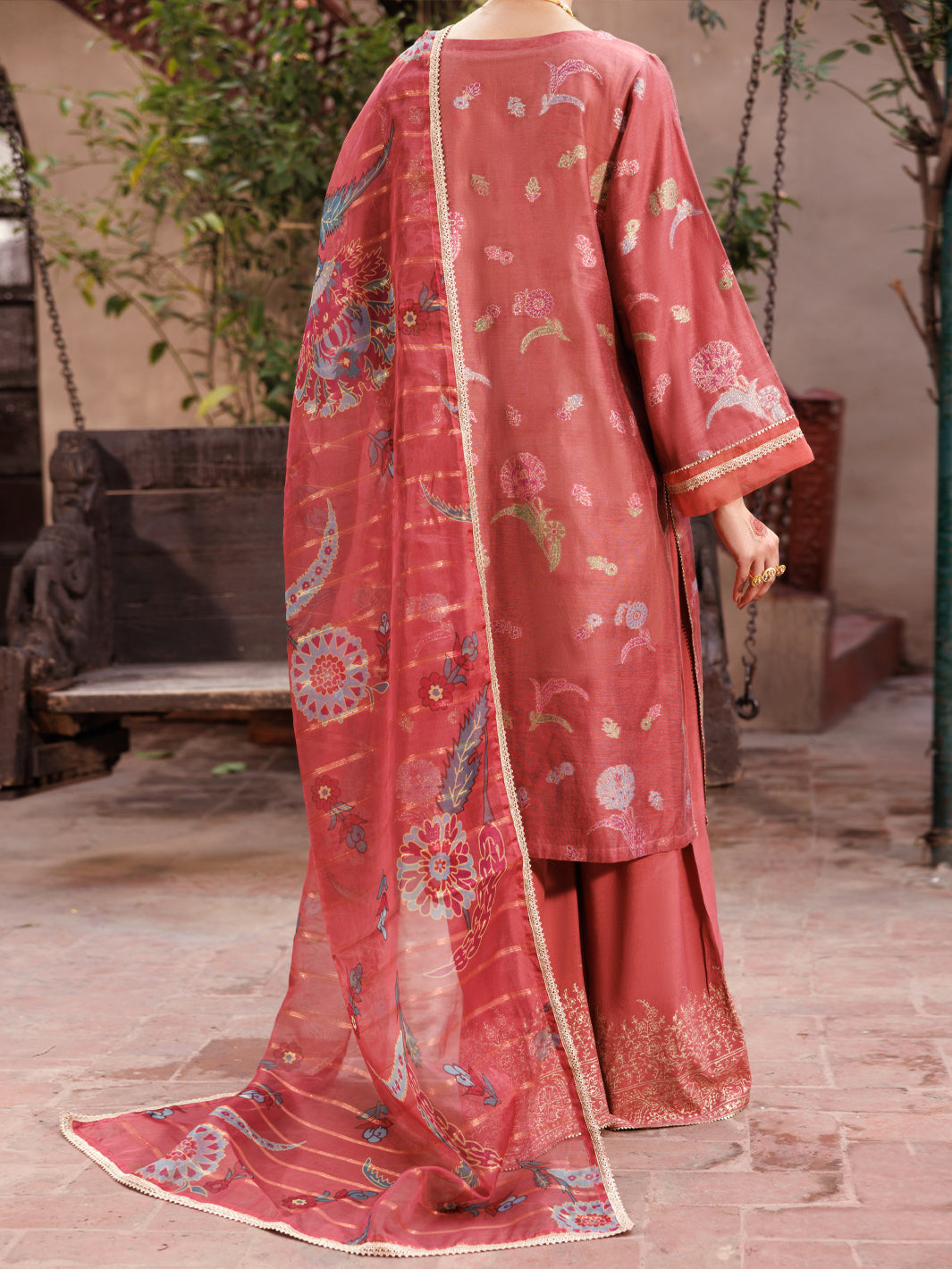 Poly Cotton Peach Stitched Suit - Almirah