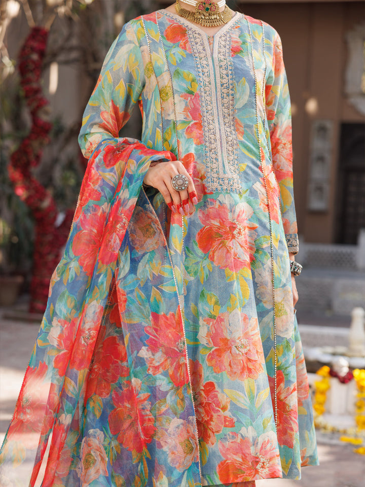 Digital Light Green Stitched Suit - Almirah