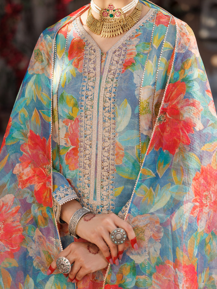 Digital Light Green Stitched Suit - Almirah