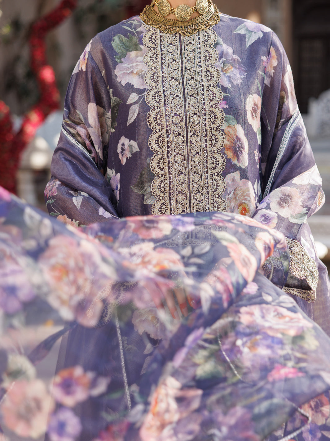 Digital Purple Stitched Suit - Almirah