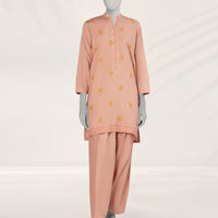 Textured Pink Stitched Suit - J. Junaid Jamshed