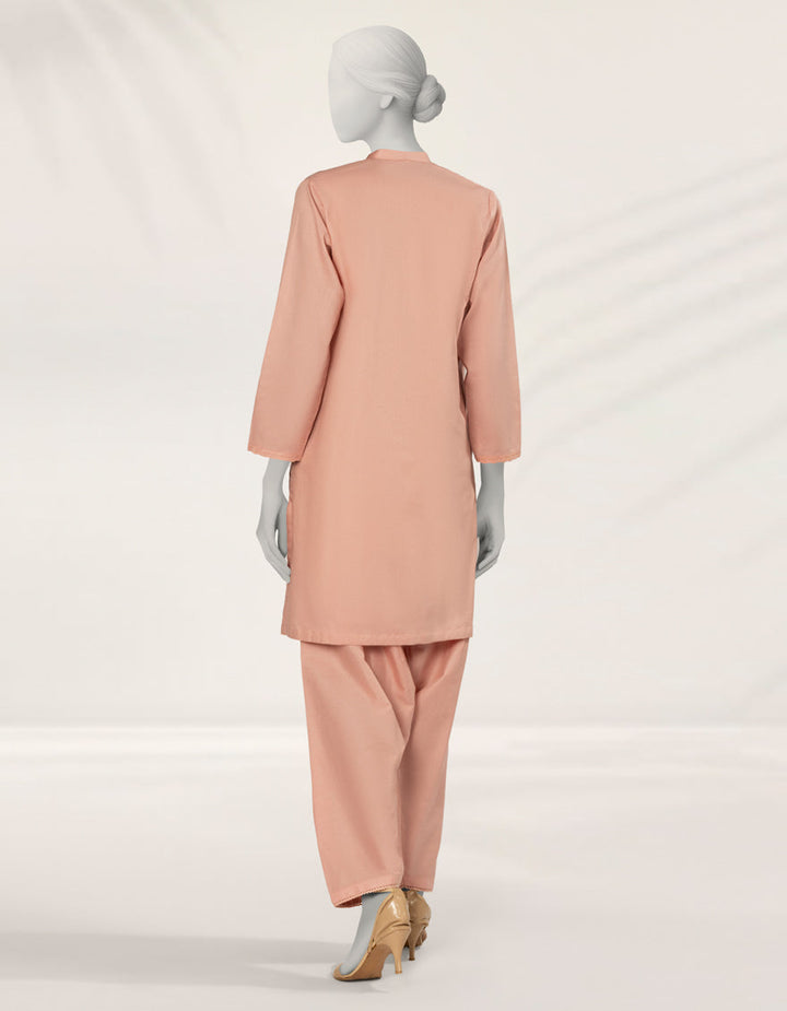 Textured Pink Stitched Suit - J. Junaid Jamshed