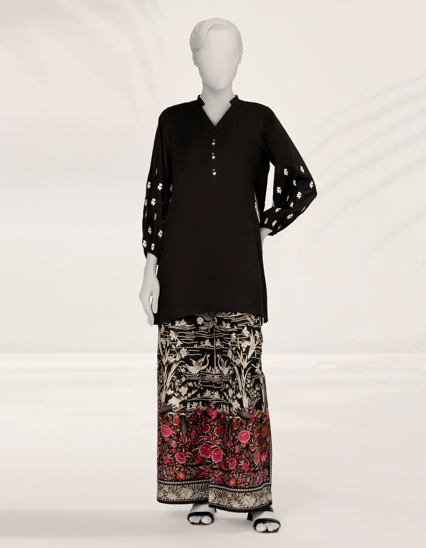 Textured Black Stitched Suit - J. Junaid Jamshed