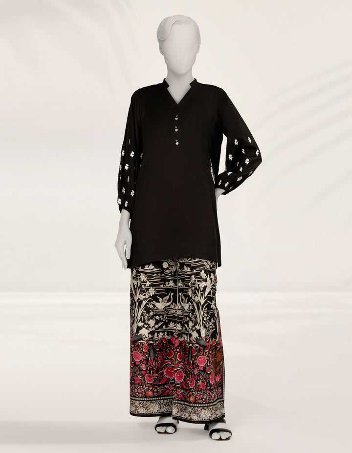 Textured Black Stitched Suit - J. Junaid Jamshed