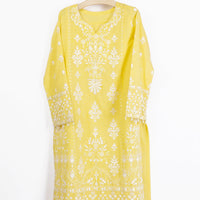 Cotton Net Yellow Kurti - J. Junaid Jamshed