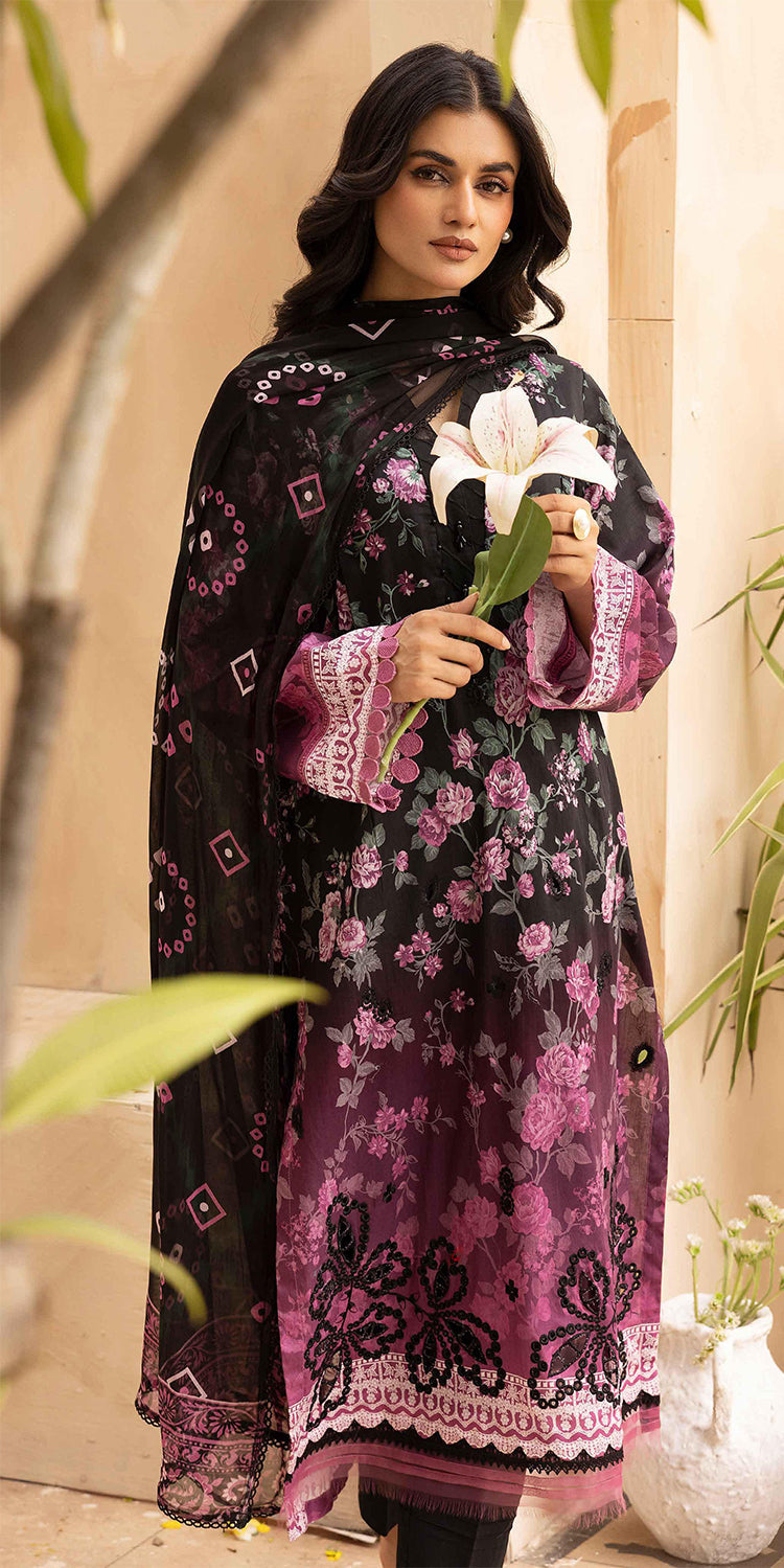 Lawn Black Stitched Suit - Kesariya Vol III by Nureh