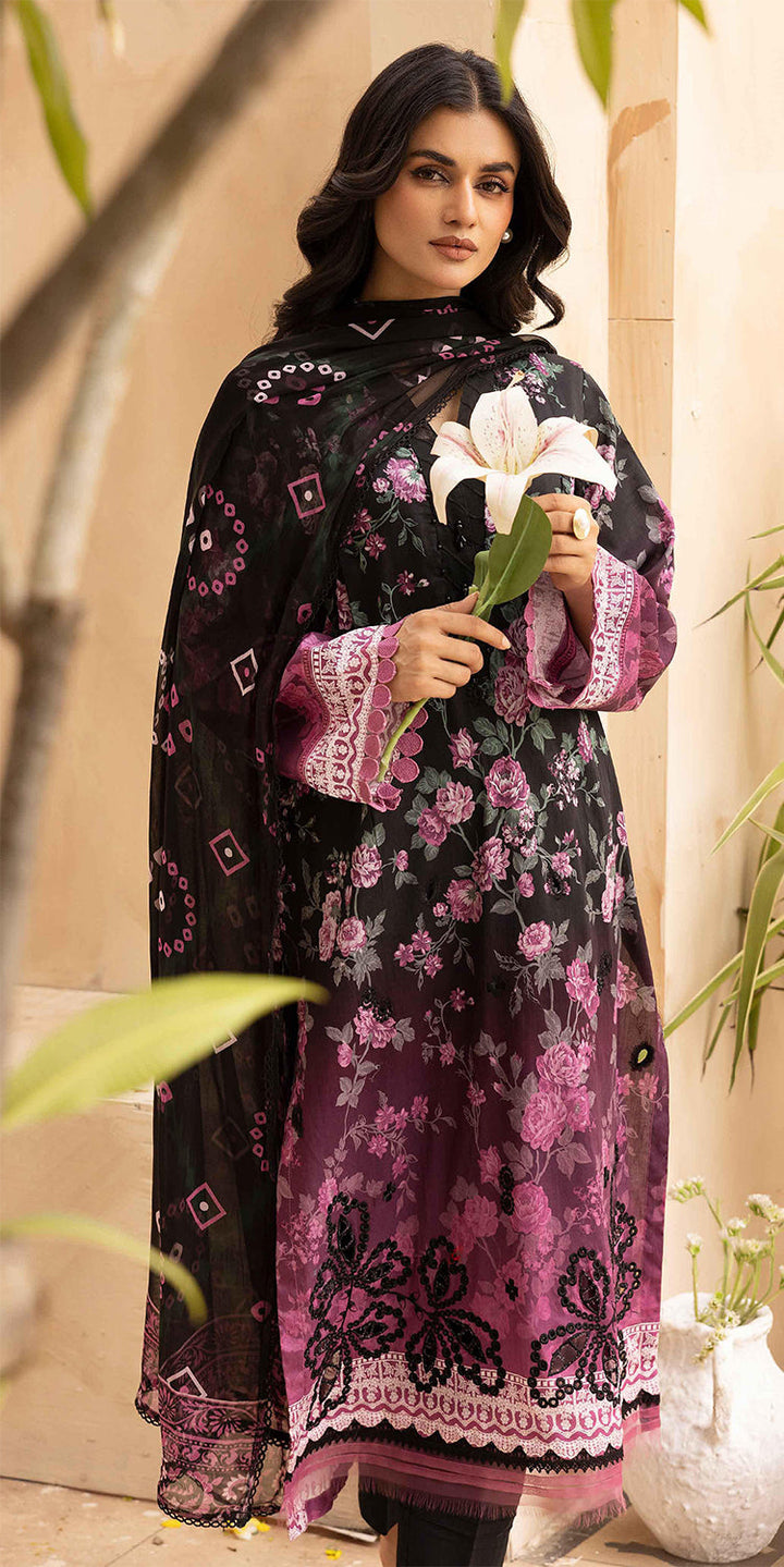 Lawn Black Stitched Suit - Kesariya Vol III by Nureh