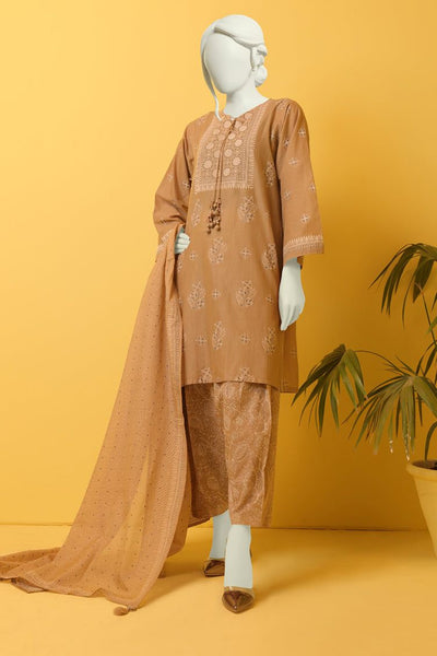 Lawn Beige Stitched Suit - J. Junaid Jamshed