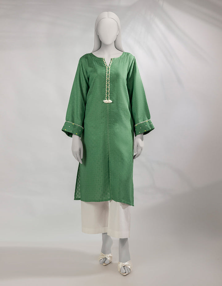 Dobby Green Kurti - J. Junaid Jamshed