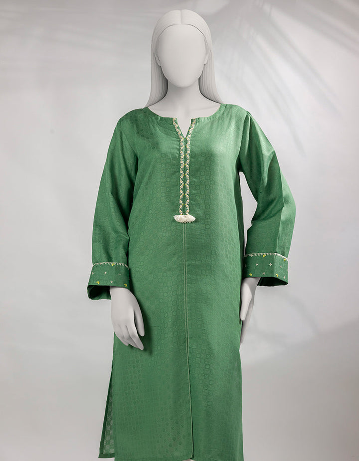 Dobby Green Kurti - J. Junaid Jamshed