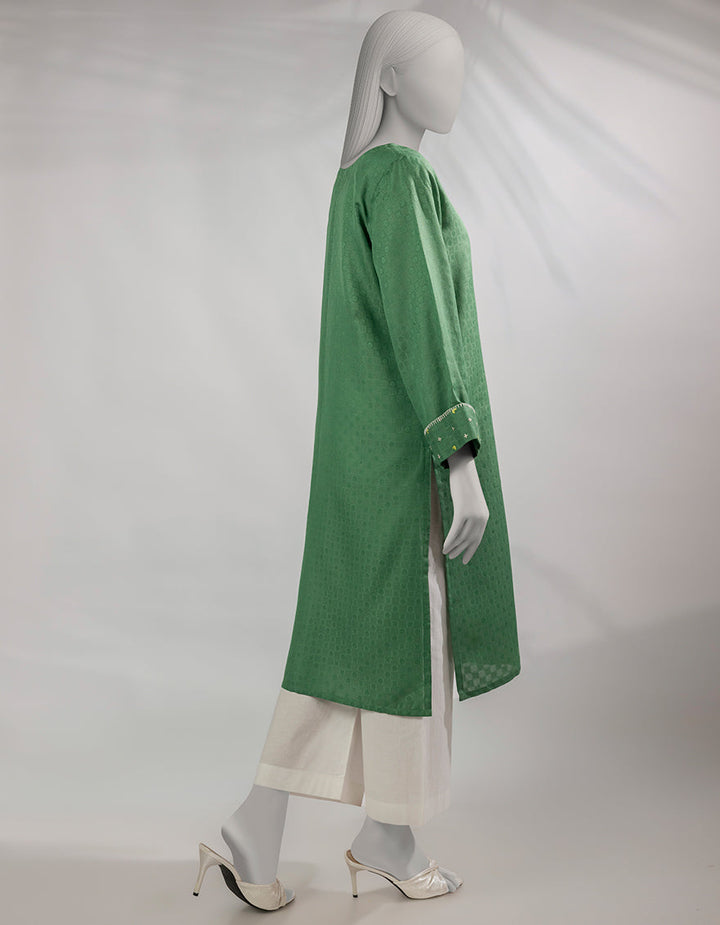 Dobby Green Kurti - J. Junaid Jamshed