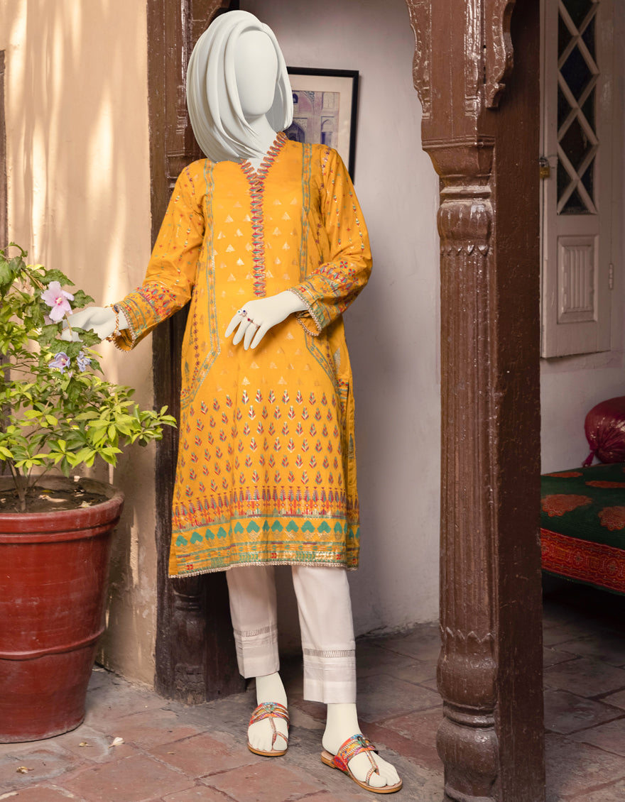 Lawn Yellow Kurti - J. Junaid Jamshed