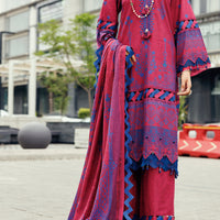 Cambric Fuchsia Unstitched Suit - Almirah